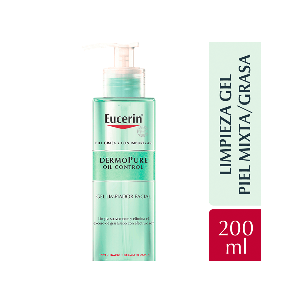 Eucerin dermopure oil control gel limpiador facial 200 milliliters
