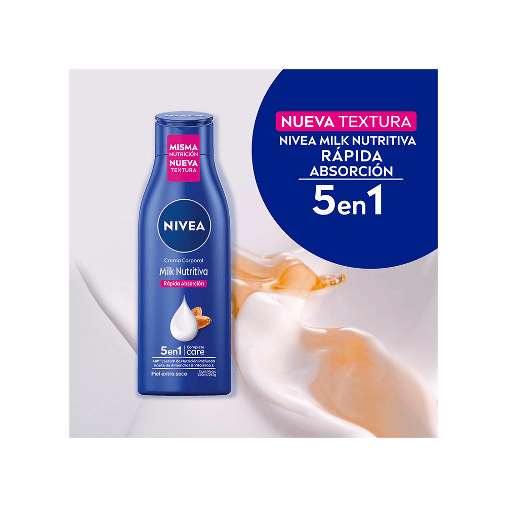 Crema Corporal Nivea Milk Nutritiva 5 En 1 Para Piel Extra Seca X 250ml Farmaciasdelpueblo 0469