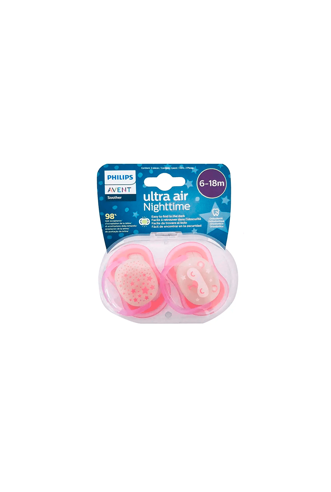 PHILIPS AVENT Chupete Silicona 6 - 18 Meses 2 Uds Color Rosa