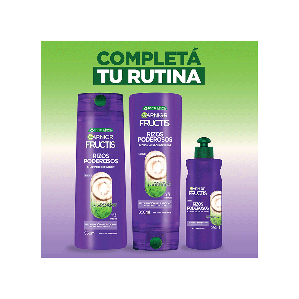Shampoo Fructis Garnier Rizos Poderosos x 350 ml farmaciasdelpueblo