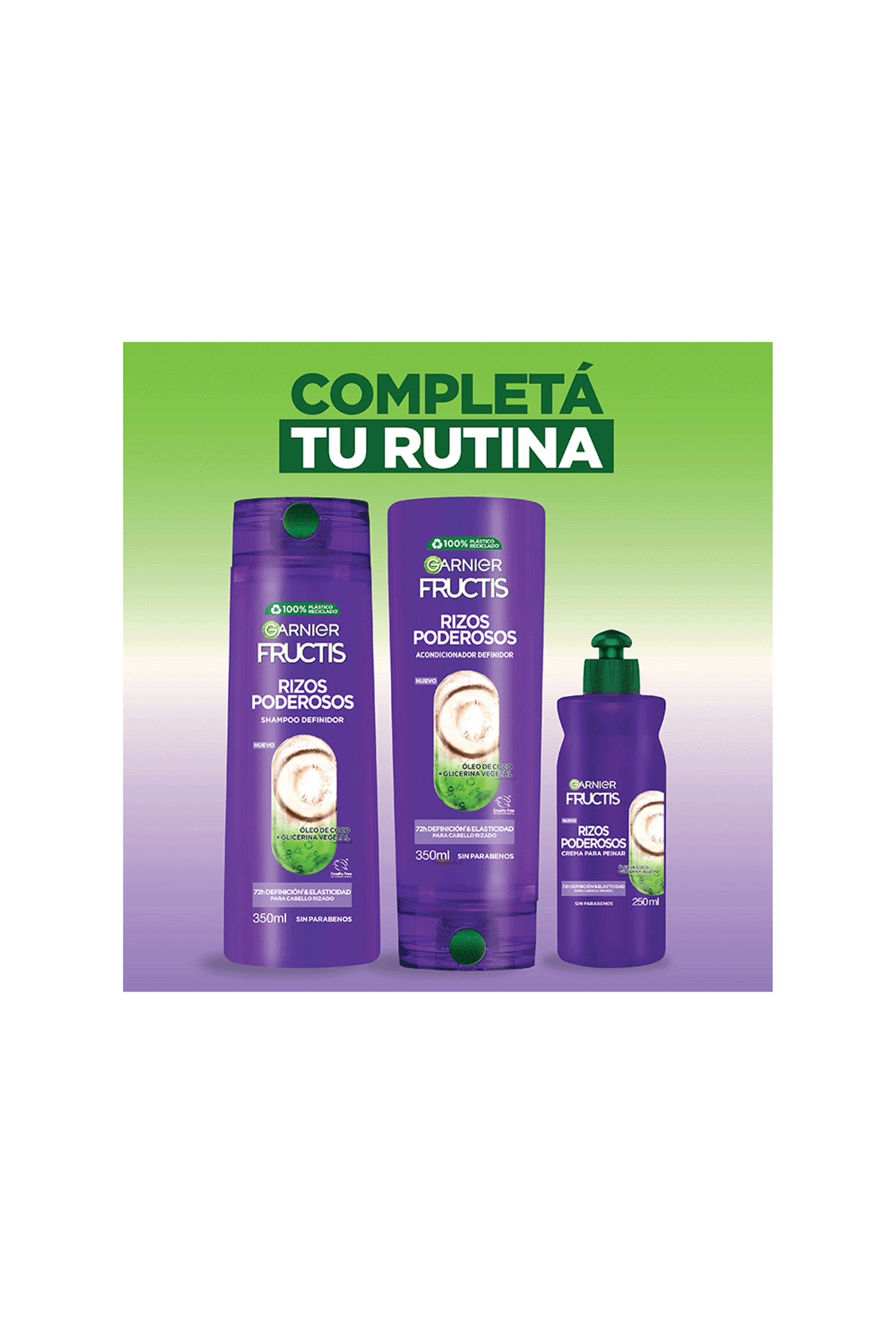 Shampoo Fructis Garnier Rizos Poderosos x 350 ml farmaciasdelpueblo